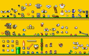 Super Mario game, Mario Bros., video games, simple background, retro games