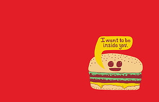 burger illustration, simple background, minimalism, red background, hamburgers HD wallpaper
