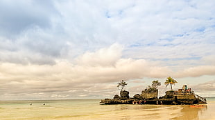 brown rocks, nature, beach, island, Boracay HD wallpaper