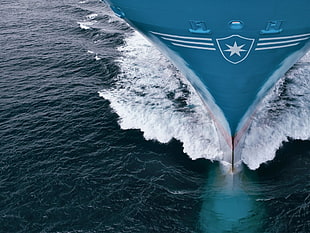 blue cruise ship, photography, nature, Maersk, Maersk Line