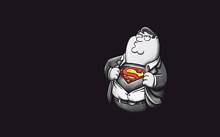 Peter Griffin superman illustration, Peter Griffin, black, family, Family Guy