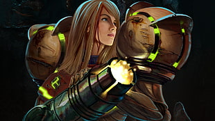 female game character digital wallpaper, Samus Aran, Metroid