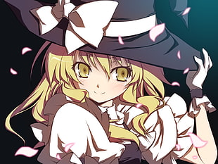 blonde girl wearing black hat anime character wallpaper