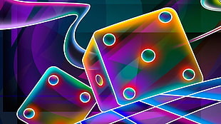 3D graphic dice photo, dice, colorful HD wallpaper