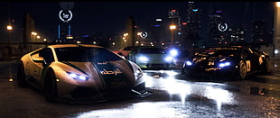 gray sports car, Need for Speed, multiplayer, PlayStation 4, Lamborghini
