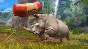 Rhinoceros and target bag digital wallpaper