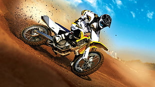 man riding on motocross dirt bike wallpaper, motorcycle, Suzuki, motocross