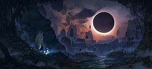 Eclipse wallpaper, Princess Mononoke, Studio Ghibli, lunar eclipses