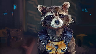 Rocket Racoon from Guardians of the Galaxy illustration HD wallpaper