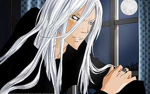 white haired male anime character HD wallpaper