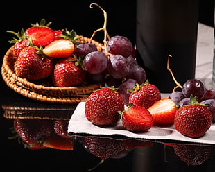 strawberries and grapes
