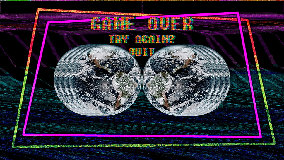 game over display, vaporwave, glitch art, psychedelic HD wallpaper