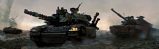 black battle tank digital wallpaper