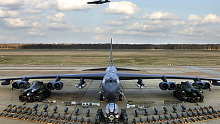 black aircraft, airplane, bombs, Bomber, Boeing B-52 Stratofortress HD wallpaper
