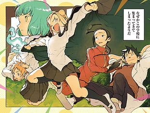 cartoon character digital wallpaper, Demi-chan wa Kataritai, Takanashi Hikari, Satō Sakie, Machi Kyōko
