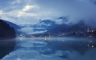 lake and mountains, landscape, blue, lake, nature HD wallpaper