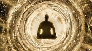 meditating person graphic wallpaper HD wallpaper