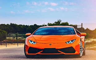 orange sports coupe, Lamborghini, Lamborghini Huracán LP610-4, car, orange cars