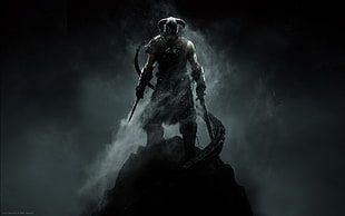 RPG game cover, The Elder Scrolls V: Skyrim, dark, video games, dragonborn