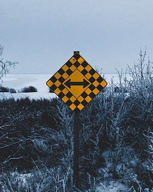 black and yellow road sign HD wallpaper