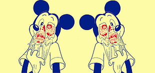 Minnie and Mickey Mouse illustration, creepy, zombies
