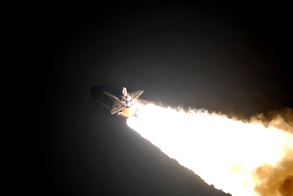 space shuttle, space shuttle, Launch, night, spaceship HD wallpaper