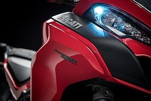 red Ducati sports motorcycle