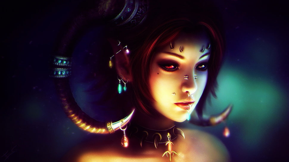 red-haired female character illustration, CGI HD wallpaper