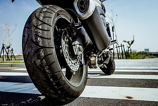 black and gray motorcycle helmet, vehicle, motorcycle, wheels