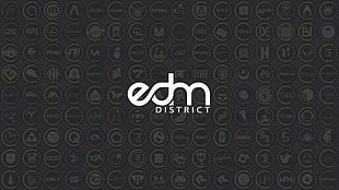 edm District logo, EDM, music, electronic music, simple background
