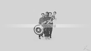 Nerds text illustration, The Big Bang Theory, monochrome