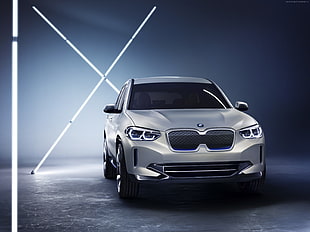 silver BMW vehicle, BMW iX3, electric cars, 4k