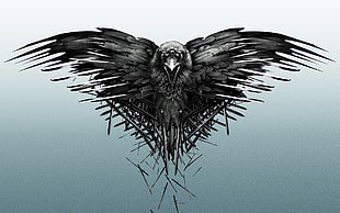 gray eagle illustration, Game of Thrones, raven, digital art