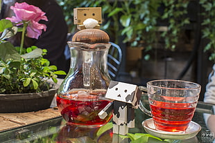 clear glass pitcher and cup, Danbo, Japan, Japanese, Japanese Garden