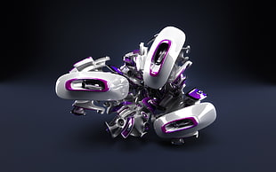 white, purple, and gray digital wallpaper