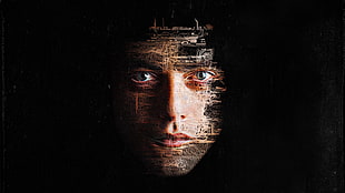 man portrait photo, tv series, Mr. Robot, Rami Malek, black background