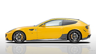 yellow and black coupe die-cast model, Ferrari FF, yellow cars, car, vehicle