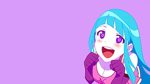 blue haired female anime character illustration HD wallpaper