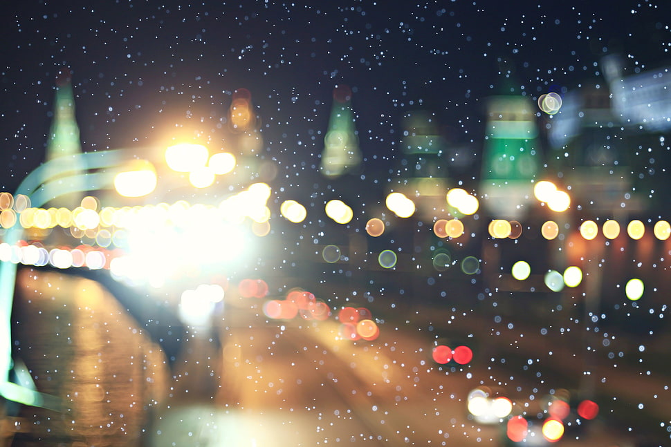 blurred, lights, bokeh HD wallpaper