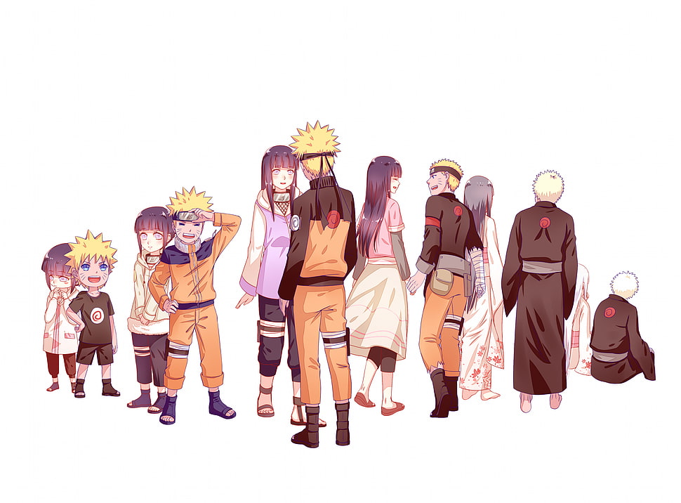 Naruto and Henata illustration, Naruto Shippuuden, couple, Young Naruto, Young Hinata HD wallpaper