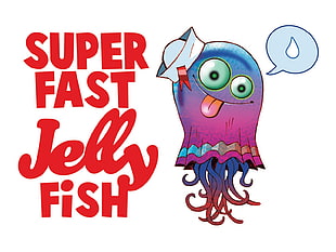 purple and blue jellyfish illustration with text overlay, Gorillaz, Jamie Hewlett