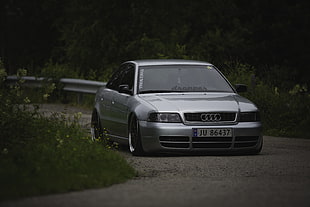 silver Audi sedan, Audi A4, Stanceworks, Norway, low