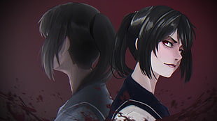 black haired female anime character, Yandere Simulator, Yandere-chan, original characters, rose HD wallpaper