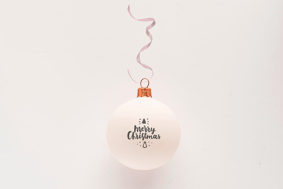 white Christmas bauble, Christmas, Ball, Ornament HD wallpaper