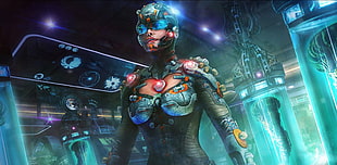 cyborg illustration, science fiction, artwork, futuristic HD wallpaper