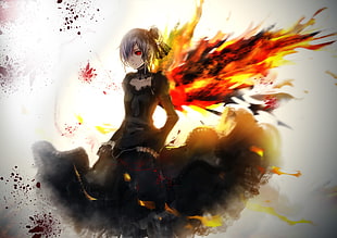 girl wearing black dress with red eyes anime character HD wallpaper