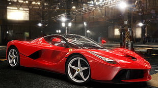 red sports car, Ferrari, Ferrari LaFerrari, The Crew, video games HD wallpaper
