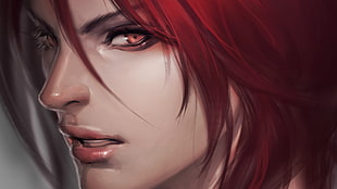 female animated character portrait wallpaper, League of Legends, Shyvana  (League of Legends), Shyvana, redhead