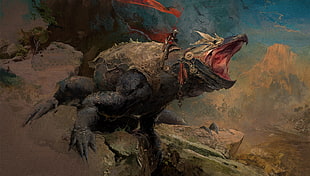 man riding on dragon wallpaper, daniel romanovsky, digital art, CGI