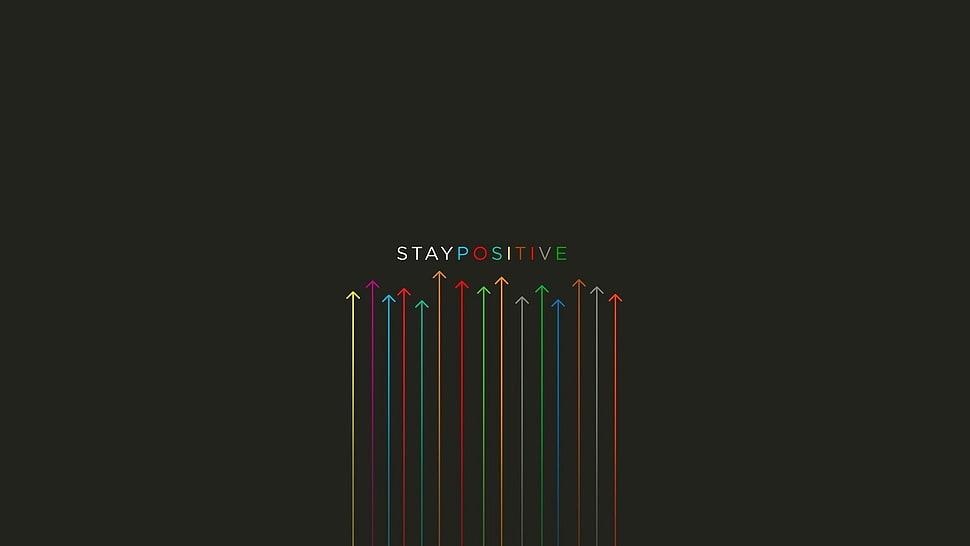 black background with stay positive text overlay, simple, minimalism, digital art, motivational HD wallpaper